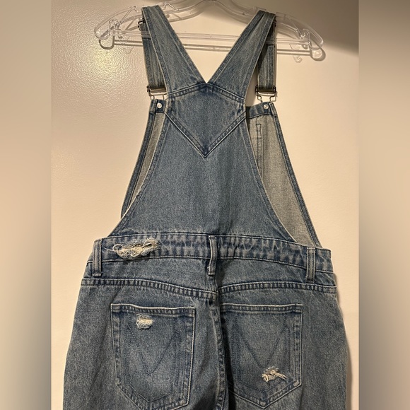 Mumu Blue Women's Straight Leg Distressed Overalls - Picture 4 of 6
